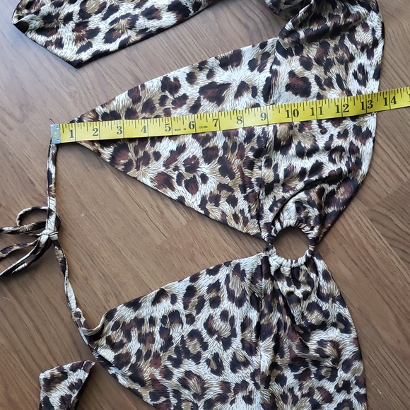 Leopard Animal Print Longline Halter Bikini Swim Top Women's Size Medium - Picture 6 of 8